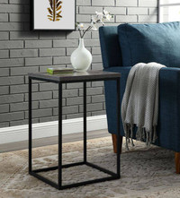 16" Modern Bohemian Urban Industrial Open Box Side Table in Dark