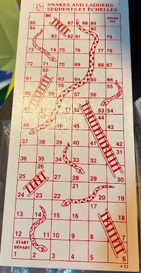 Wooden Snakes and Ladders game, brand new in packaging,