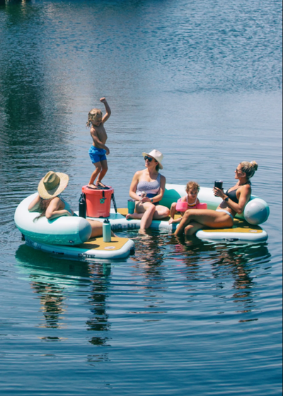 The BOTE Dock Hangout 270 is a floating inflatable dock / swim platform and epic hangout zone. Simpl...