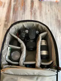 Sony  DSLR A100 with lenses and bag