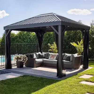 WINDSOR ESSEX PREMIUM SOJAG 10’ x 12’ KIRUNA BLACK GAZEBO, View more