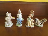 6 Vintage Wade Figurines Puss N Boots Cat with Fiddle Clock