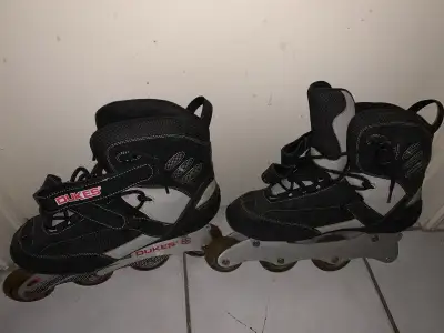 Duke rollerblades missing one wheel, View more