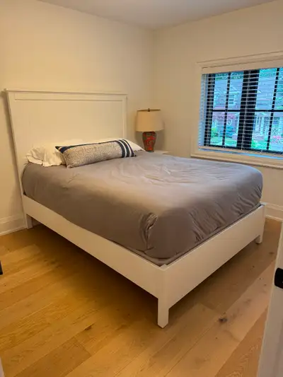 IKEA HEMNES Queen Bed Frame + LYNGÖR Box Spring/Base – White, View more