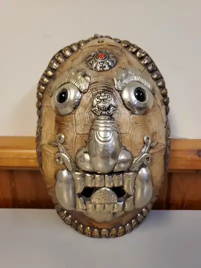 Rare Antique Mask Skulls Dragons Shell Brass Silver Gems. Antiqu, View more