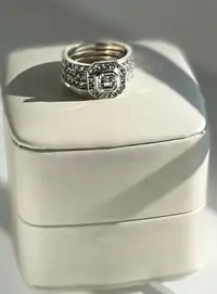 18k white gold wedding ring set 
