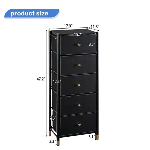 Drawer Dresser cabinet, Tall Dresser w/ PU Leather Front Drawers in Dressers & Wardrobes in Markham / York Region - Image 4