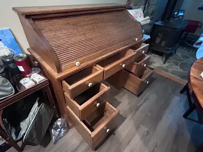 Oak roll top desk, View more