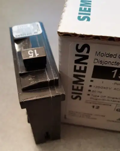 1 DISJONCTEUR BREAKER 1 POLE 15 AMPERE CLIP ON SIEMENS NEW Q115, View more