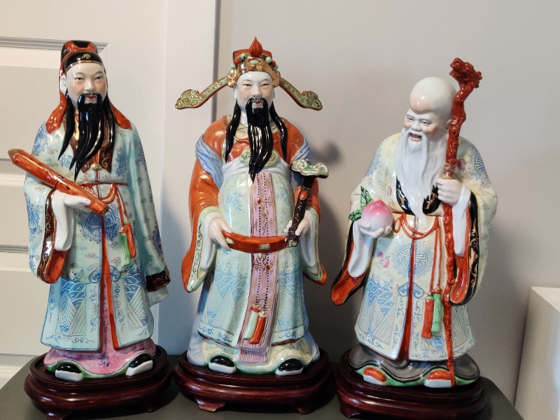 Fu Lu Shou Statues with wooden stand Arts & Collectibles Edmonton
