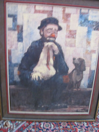 Original oil painting of clown with dog  REDUCED!!!