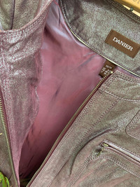Danier plum coloured leather jacket 