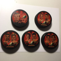 TEAM CANADA HOCKEY-RARE LIMITED ISSUED 5 PUCKS BY MCDONALDS.