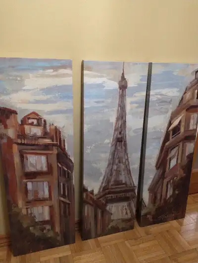 Set of 3wall arts on canvas., View more