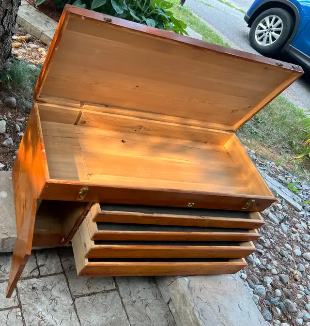 Vintage Solid Wooden 4 drawers Storage Box Chest in Dressers & Wardrobes in Gatineau - Image 6