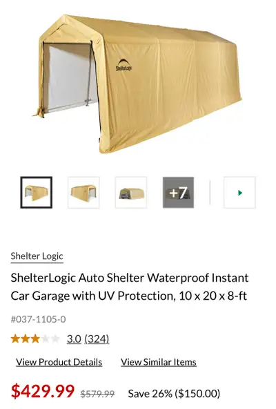 Brand new still in the box 10x20 shed 8 high Shelter logic brand On sale at Canadian tire for 430 +...