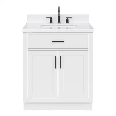 30”W Bathroom Vanity with 1.5'' Carrara Quartz Top – BRAND NEW, View more
