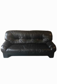 FREE DELIVERY Comfy Modern Black Leather 3 Seater Sofa / Couch