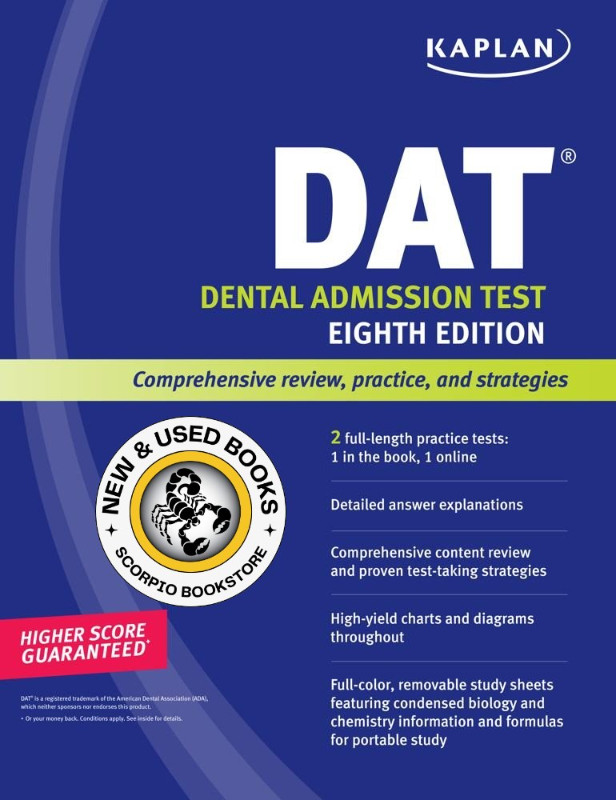 DAT Dental Admission Test 8E Kaplan 9781609780876 dans Manuels  à Ville de Toronto