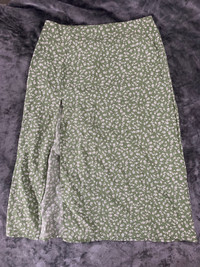  Summer floral green  midi skirt