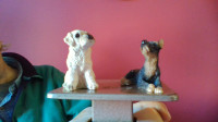 pair different DOG FIGURINES Golden Retriever & Doberman