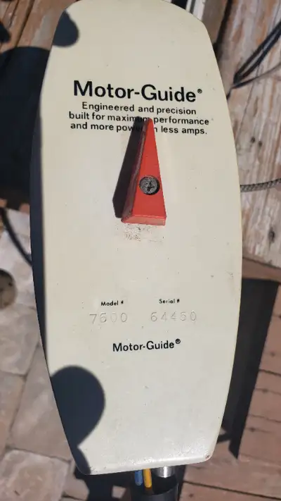 Motorguide brave model 7600 trolling motor. Front mount with foot pedal 12v 3 speed works fine. Fold...