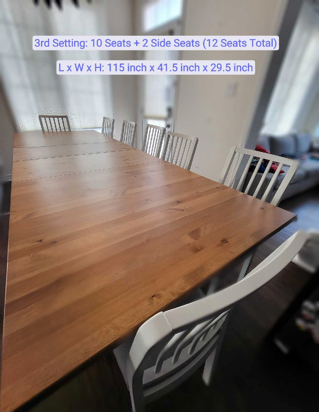 Extandable Wood Table (6-12 Seats) Good Condition (Excl Chairs) in Dining Tables & Sets in Oakville / Halton Region - Image 3