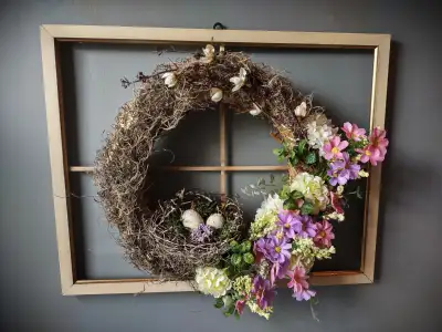 BIRD NEST WREATH- WOOD FRAME, 19 X 15 INCHES, View more