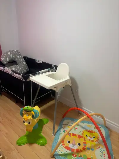 Baby Playard, high chair, nursing pillow and toys all for $ 65, View more