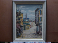 Viens peinture tableau toile huile paysage ville Europe maison