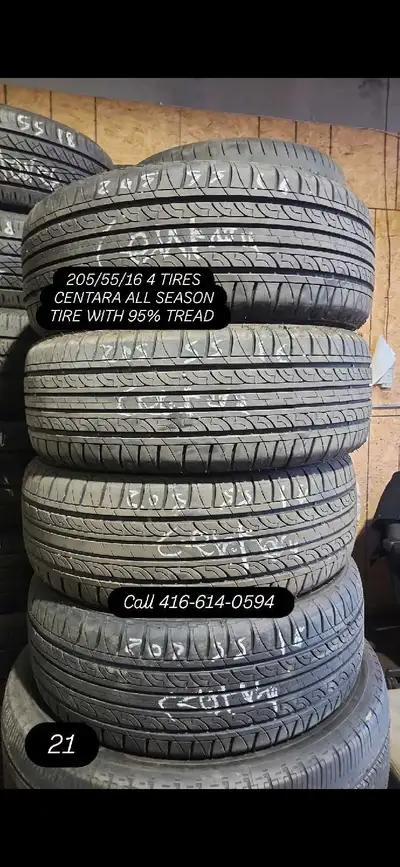 $60 EACH I'm selling a set of four 205/55/16 Centara all-season tires with approximately 95% tread,...