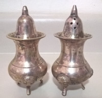 Vintage Brass Salt & Pepper Shakers  with Lion Face Legs