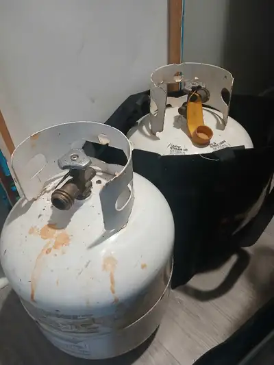Each tank is $20, or take both for $35. They're 20 lb Tanks. Good shape. No damages. Might have a bi...