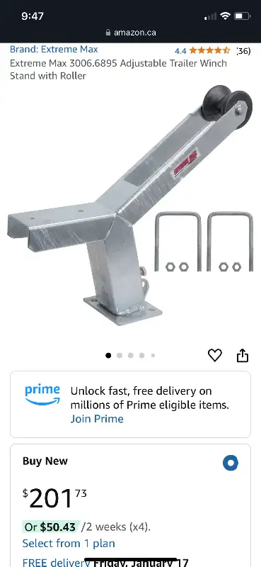 Extreme Max 3006.6895 Adjustable Trailer Winch Stand with Roller. New in opened box.