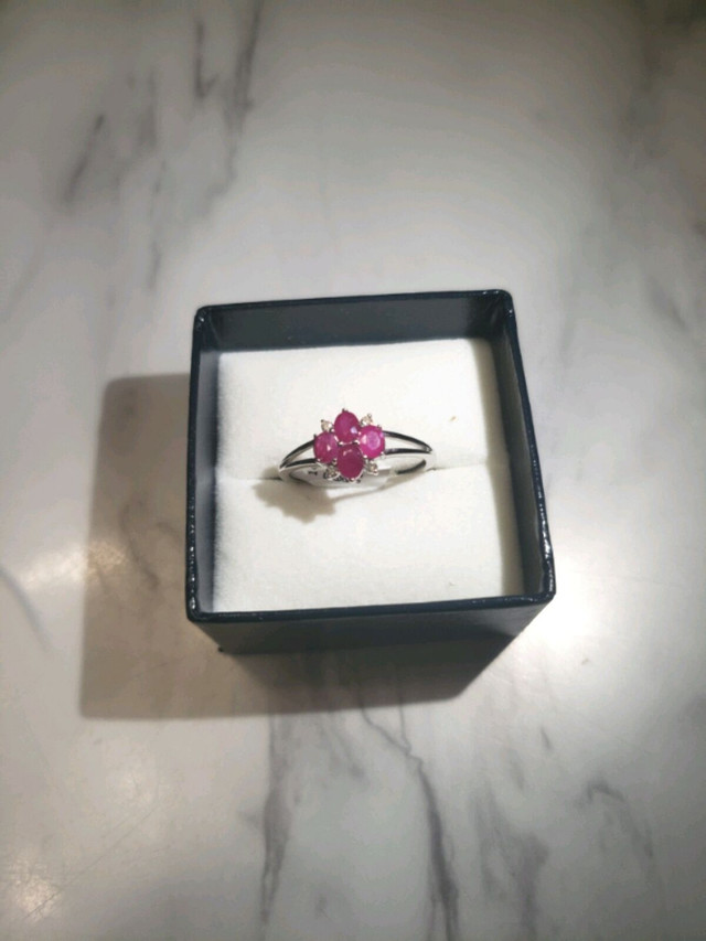 Beautiful Ruby Diamond 14Kt White Gold Ring - Size 7 in Jewellery & Watches in Kitchener / Waterloo - Image 2