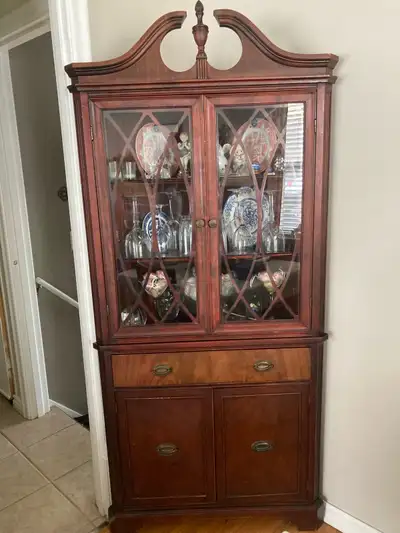Vintage  Knechtel  Corner China Cabinet, View more