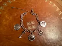 Gorgeous Antique/Vintage Sterling Silver Charm Bracelet 
