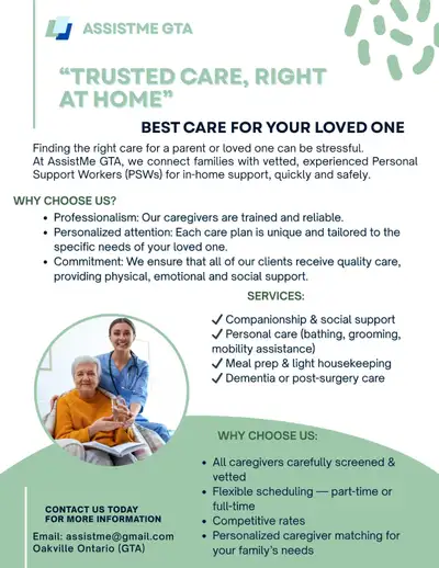 Caregiver / PSW Available, View more