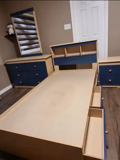 Single Bed Blue Bedroom Set, View more