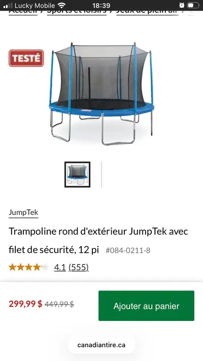 trampoline 12 pieds, View more