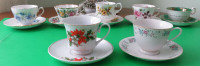 Collector Bone China Cups & Saucer sets in 7 styles $12/set