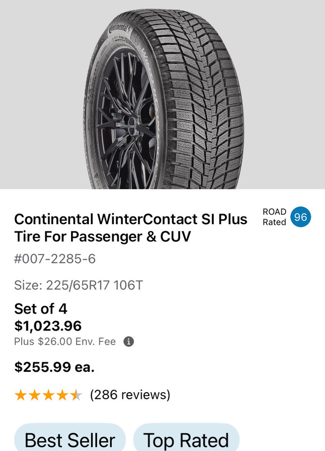 Winter tires Continental 225/65 R17, used 2 tires. in Tires & Rims in Nanaimo - Image 3