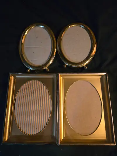 4 Gold Coloured Oval Photo Frames, View more