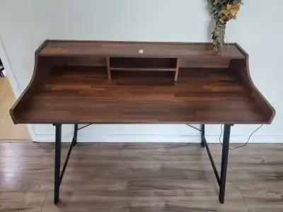Walnut Study Desk with Storage Shelf, View more
