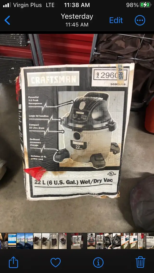 Craftsman 22L Wet/Dry Vacuum in Vacuums in Winnipeg - Image 3
