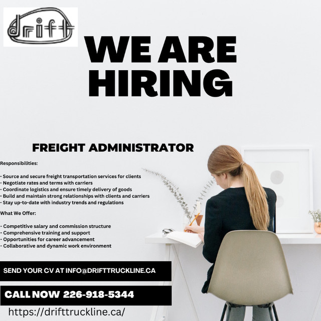 We are hiring a Freight Administrator in Other in Oshawa / Durham Region