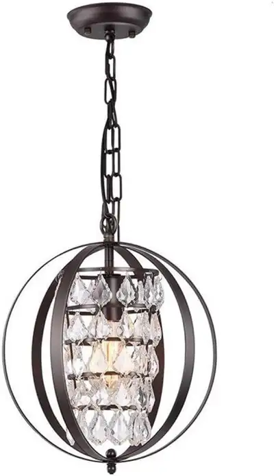 Crystal Chandelier Industrial Globe Pendant Hanging Light,Flush , View more