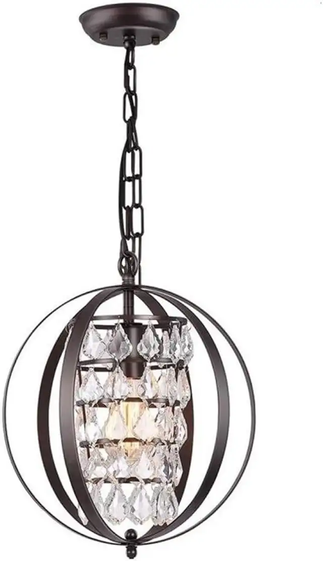 Crystal Chandelier Industrial Globe Pendant Hanging Light,Flush  in Indoor Lighting & Fans in Mississauga / Peel Region - Image 2