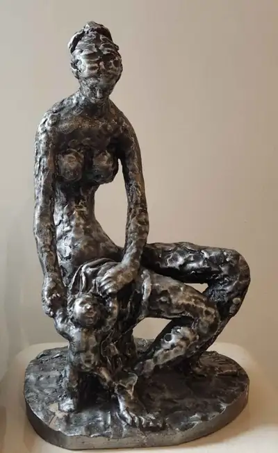 Vintage Brutalist Mother Child Art Sculpture, View more