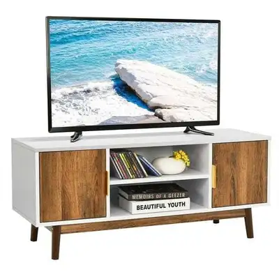  2-Door TV Stand White & RusticOak, View more